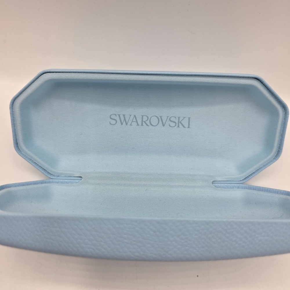 SWAROVSKI Blue Eyeglass Holder Hard Case Octagonal Sunglasses Storage Bx